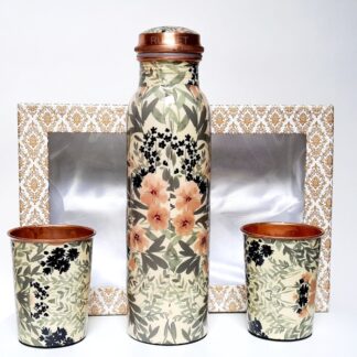 enamel copper bottle and glass set