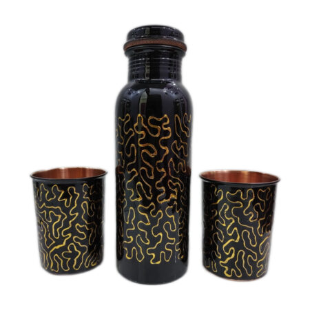 copper bottle with glass gift pack