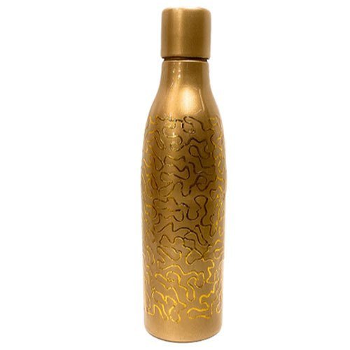 Designer Copper Water Bottle | Handcrafted Luxury Golden Embossed Design 1L